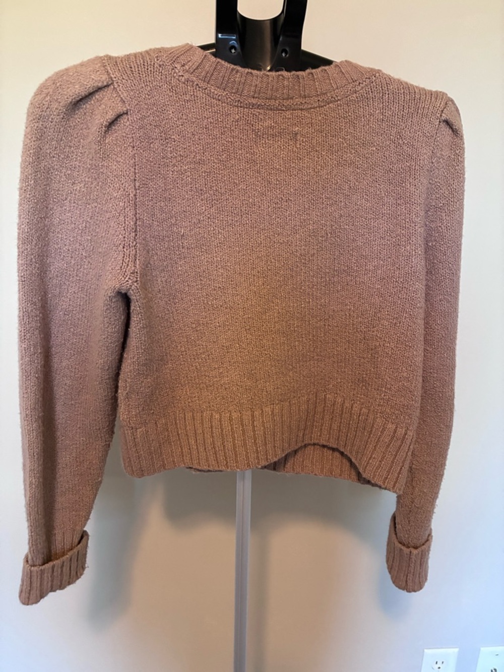 Anthropologie Maeve Dusky Tan Puff-Sleeve Crewneck Sweater - Picture 2 of 3